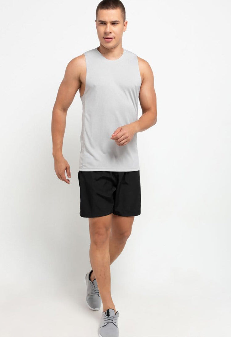 MSA12 baju kutung gym tank top sleeveless tees polos abu muda