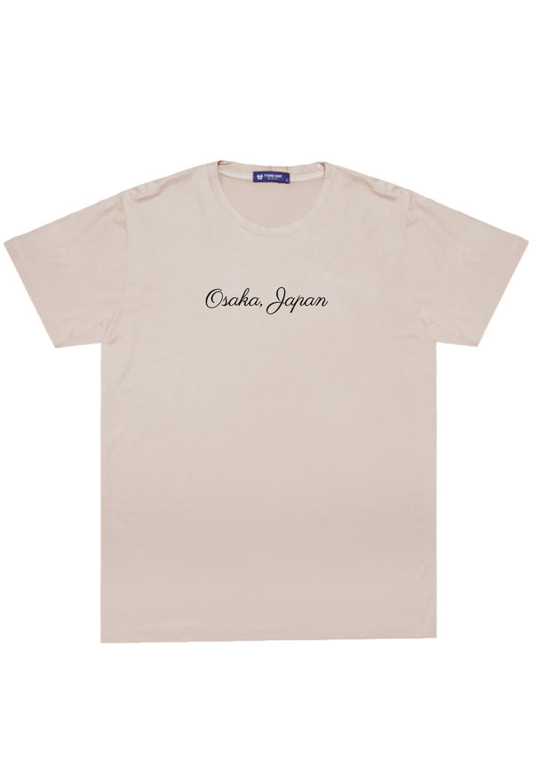 MTQ63 Third Day T shirt kaos distro jepang instacool kaos graphic tulisan "script osaka japan" krem cream beige