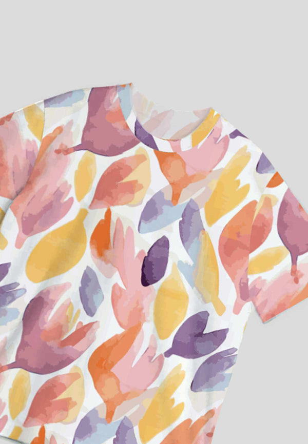 NX022 kaos oversize full motif bunga flower abstrak aesthetic "colorful water lily" bahan tebal light scuba Nade
