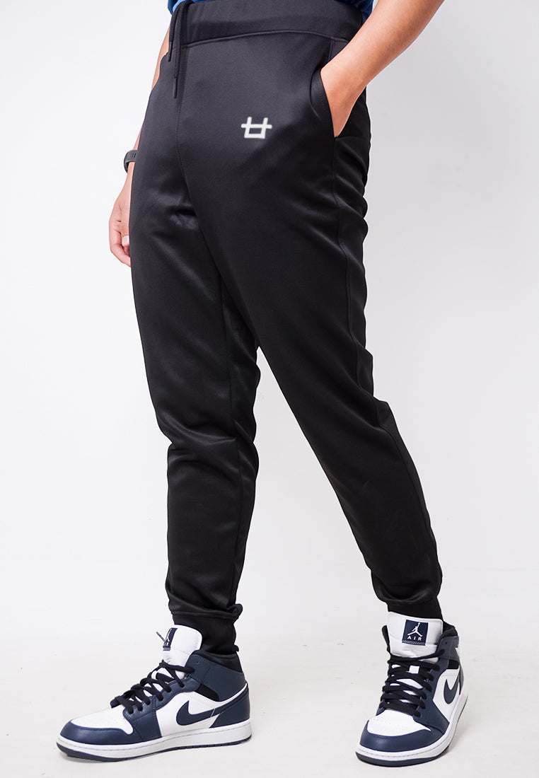MC030 celana jogger pria anti air kasual korea keren "logo" hitam