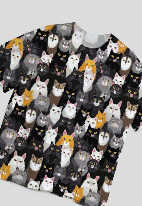 NX024 kaos oversize full print full gambar bahan tebal light scuba "kucing nation"