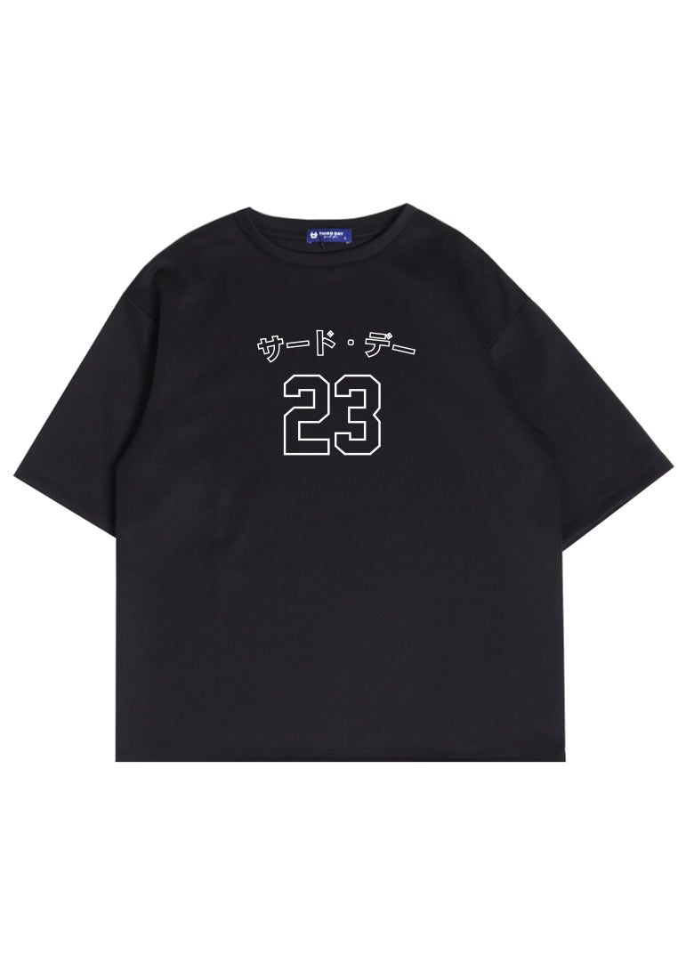 MTN71 kaos oversize basket scuba tebal Third Day katakana 23 hitam