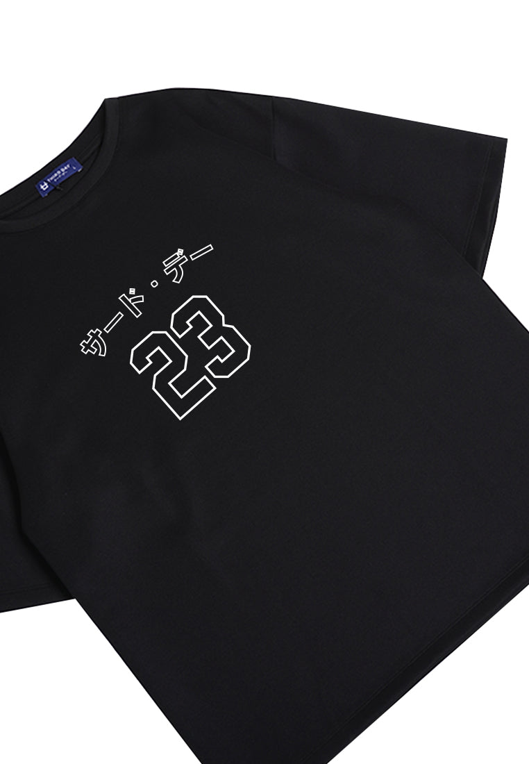 MTN71 kaos oversize basket scuba tebal Third Day katakana 23 hitam