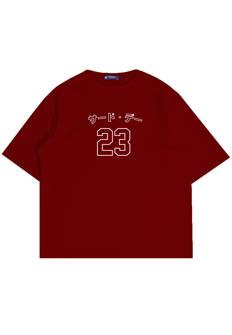 MTN72 kaos oversize basket scuba tebal Third Day katakana 23 maroon