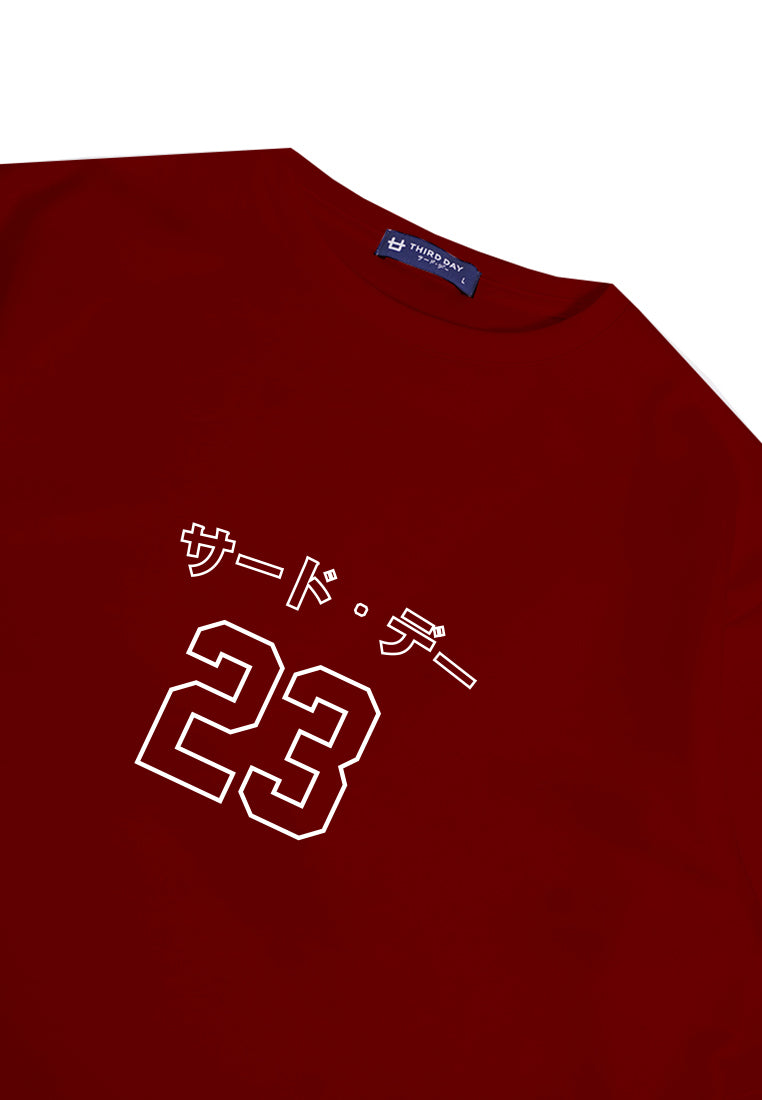 MTN72 kaos oversize basket scuba tebal Third Day katakana 23 maroon