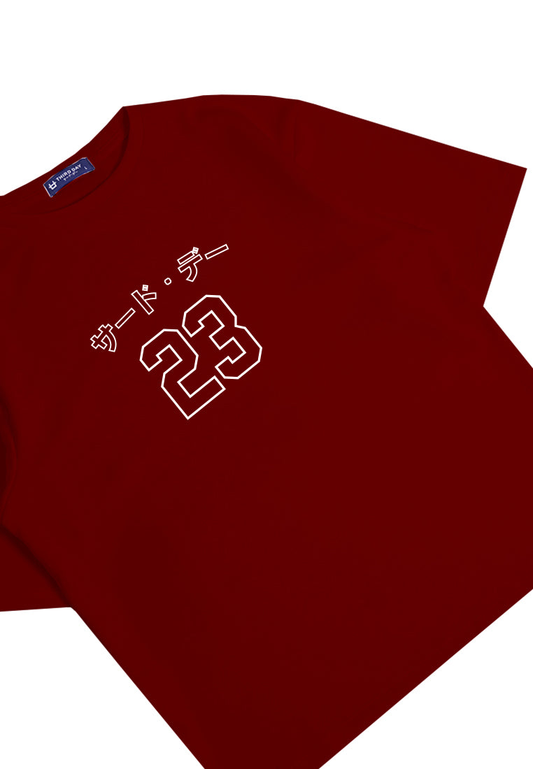 MTN72 kaos oversize basket scuba tebal Third Day katakana 23 maroon