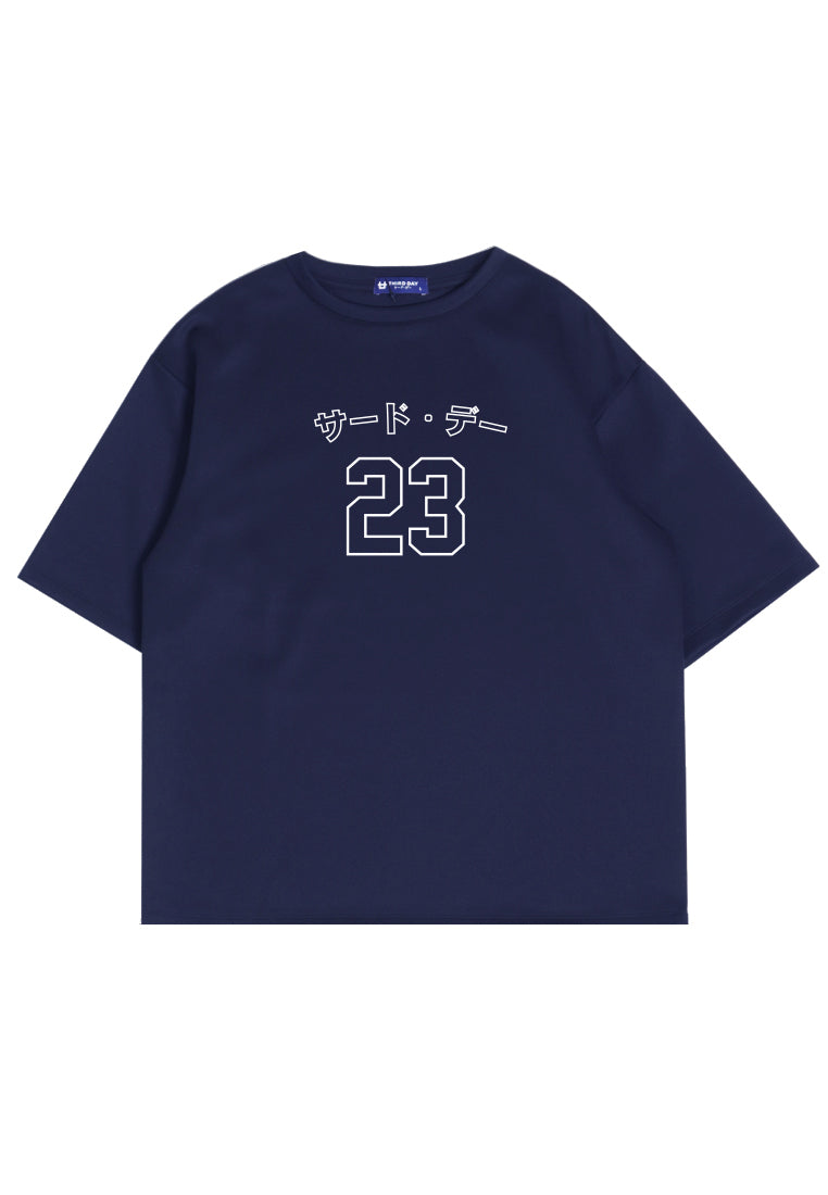 MTN70 kaos oversize basket scuba tebal Third Day katakana 23 navy