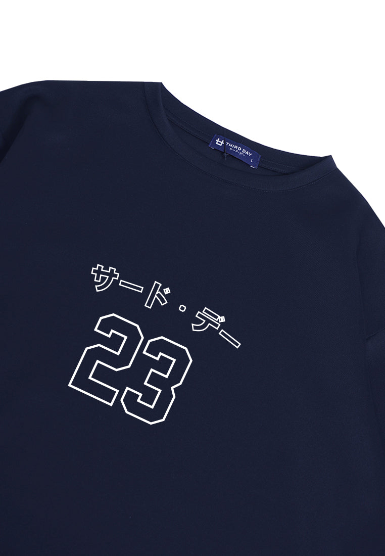 MTN70 kaos oversize basket scuba tebal Third Day katakana 23 navy