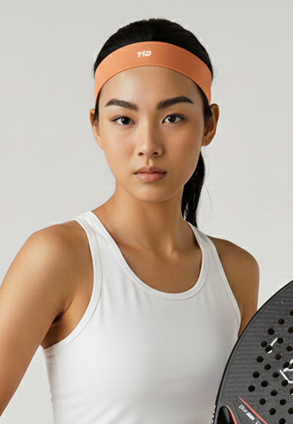 ABA22 Headband Wanita Olahraga Padel Tennis Lari Badminton Anti Odor 4way stretch drifit "cantaloupe peach"