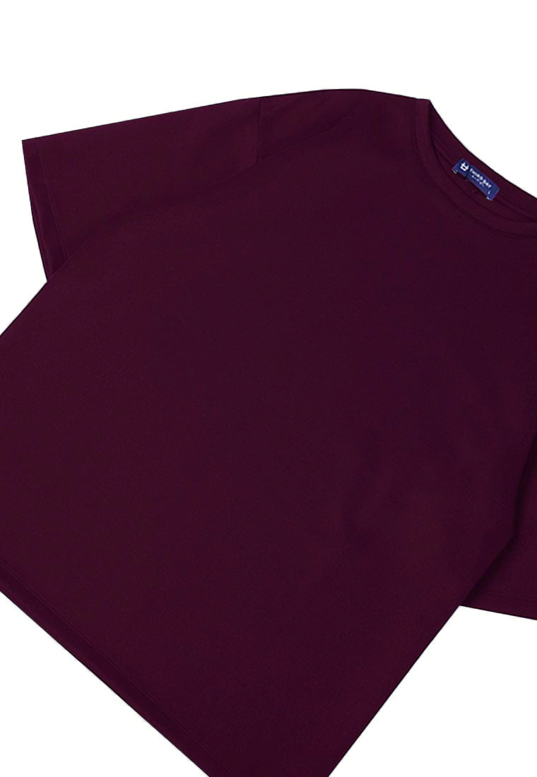 Third Day MTR93 Kaos oversize distro pria polos merah tua burgundy