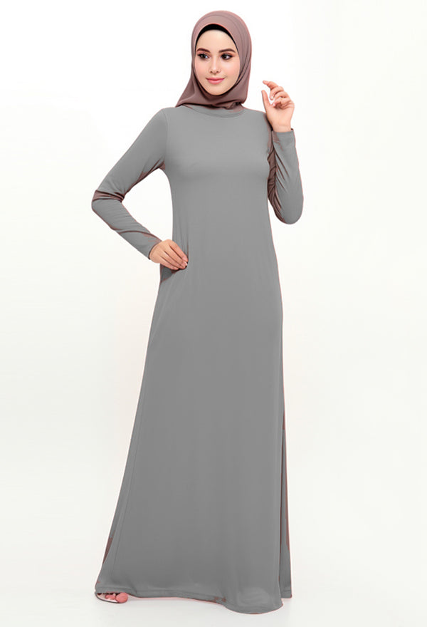 DA016 Inner Dress lengan panjang abu muda daw project