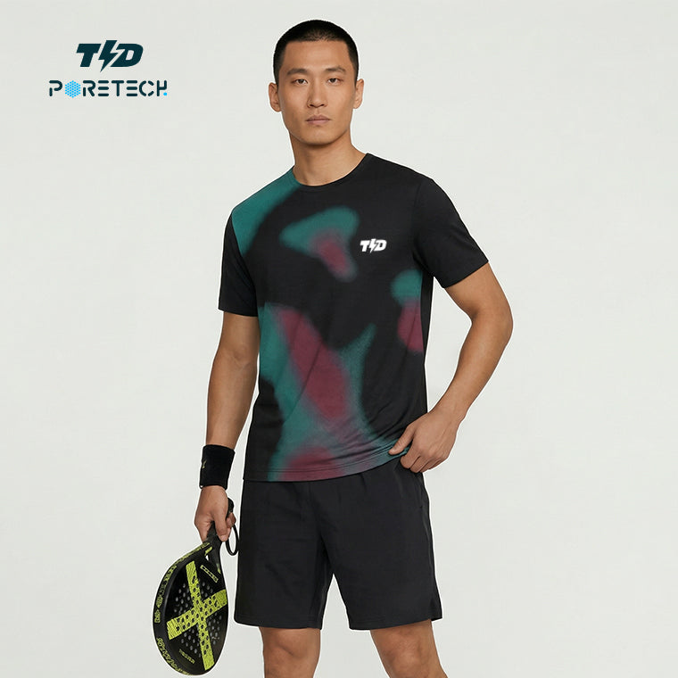 TDACTIVE Jersey Padel Pria Polo PoreTech | cepat kering , berpori dan ringan | padel airbrush turquoise MSB62