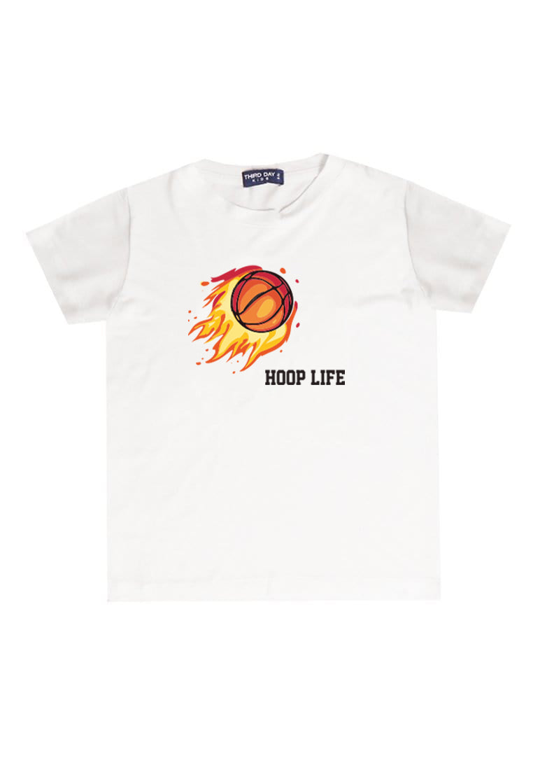 KU034 Kaos Anak Bahan Adem Halus "hoop life" putih