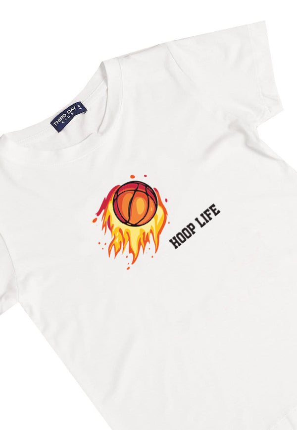 KU034 Kaos Anak Bahan Adem Halus "hoop life" putih
