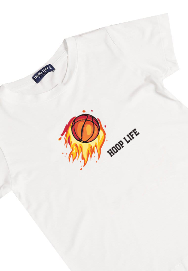 KU034 Kaos Anak Bahan Adem Halus "hoop life" putih