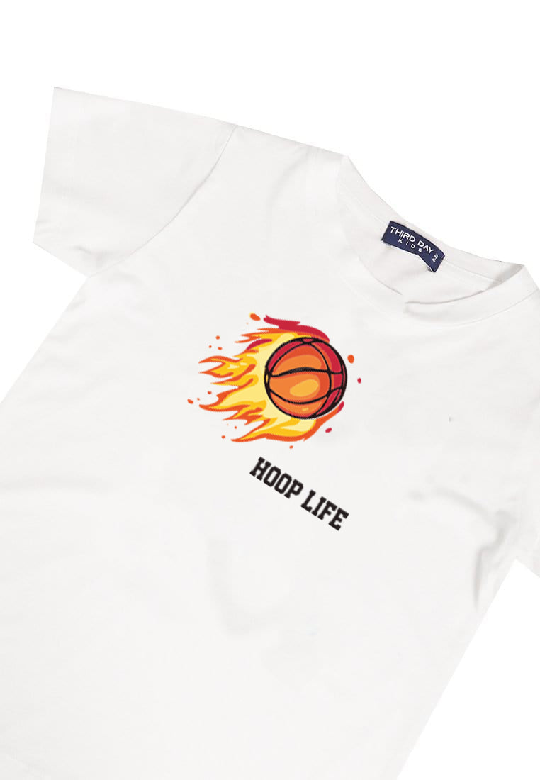 KU034 Kaos Anak Bahan Adem Halus "hoop life" putih
