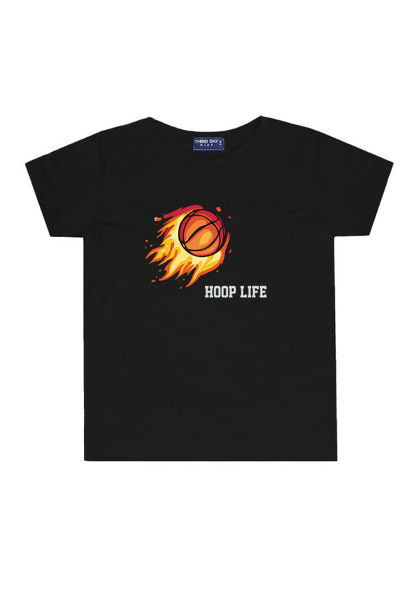 KU035 Kaos Anak Bahan Adem Halus "hoop life" hitam