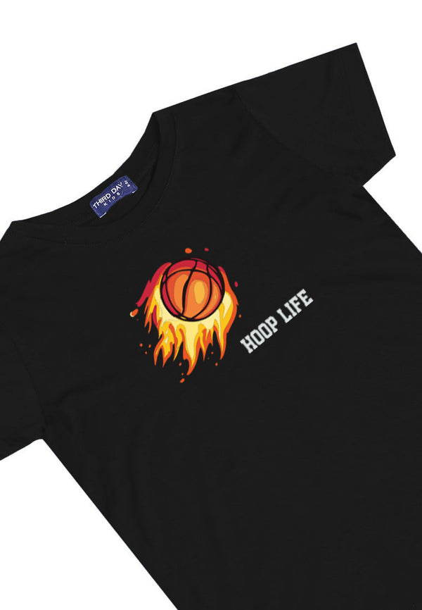 KU035 Kaos Anak Bahan Adem Halus "hoop life" hitam