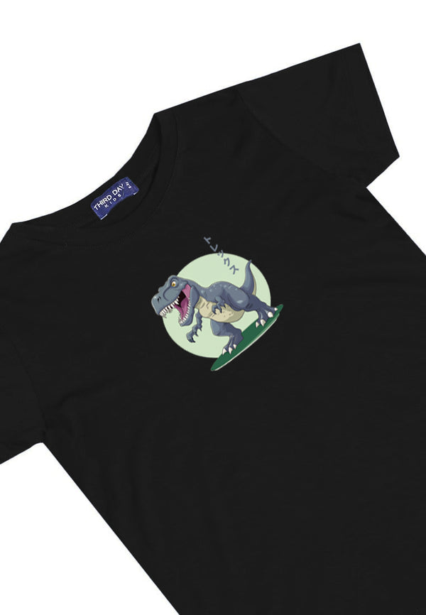 KU036 Kaos Anak Bahan Adem Halus "trex" hitam