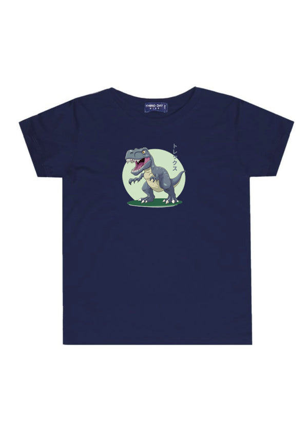 KU038 Kaos Anak Bahan Adem Halus "trex" navy
