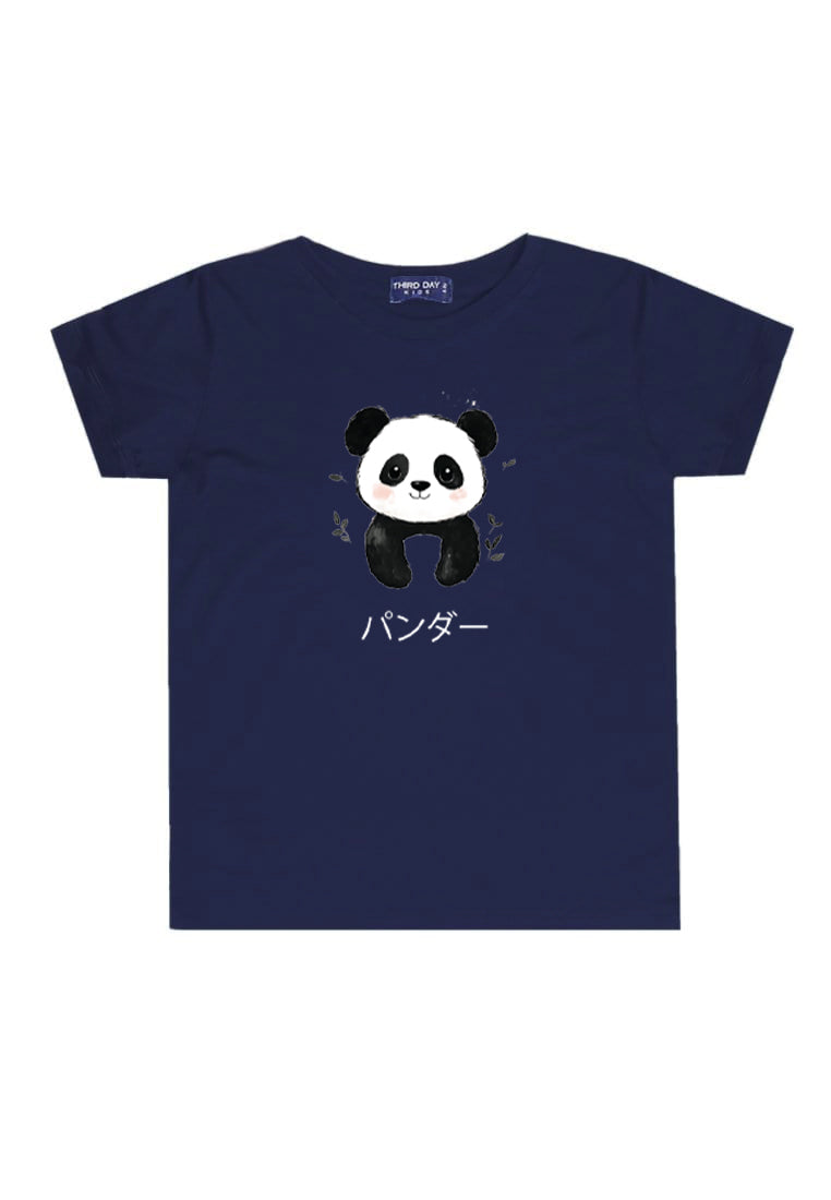 KU045 Kaos Anak Bahan Adem Halus "panda" navy