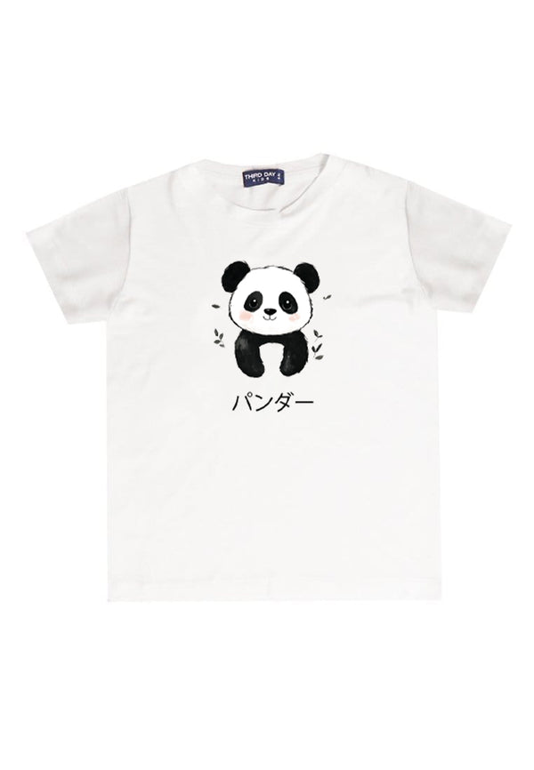 KU046 Kaos Anak Bahan Adem Halus "panda" putih