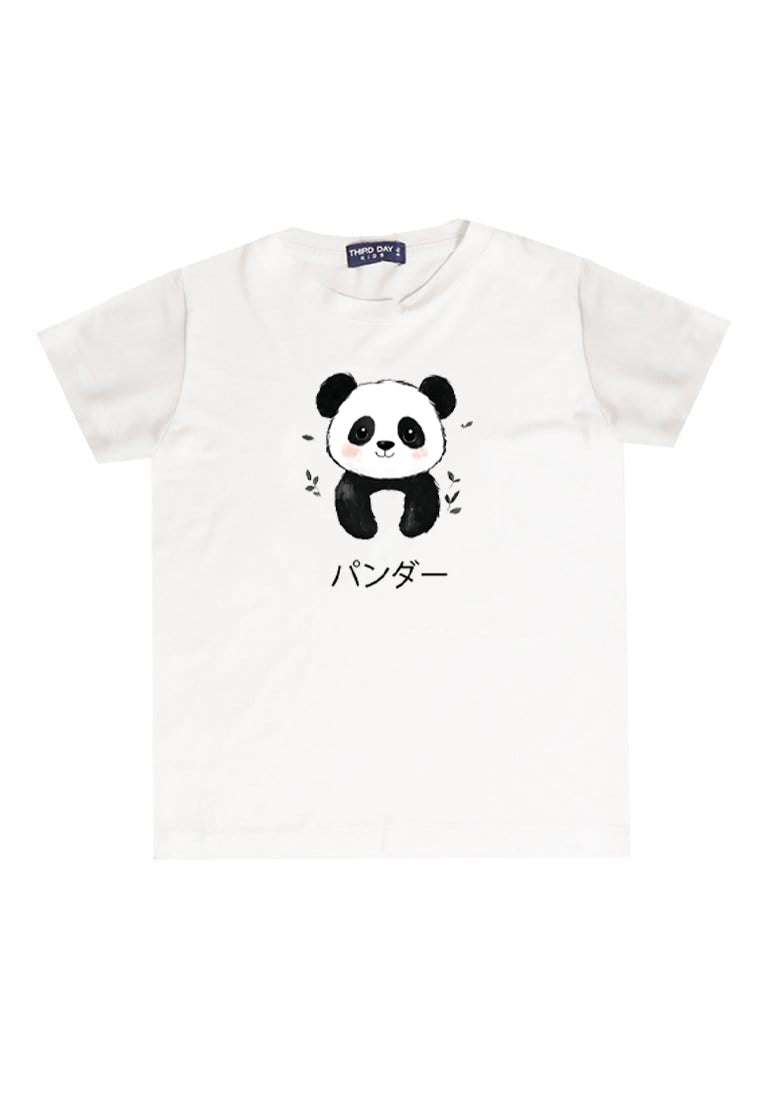 KU046 Kaos Anak Bahan Adem Halus "panda" putih