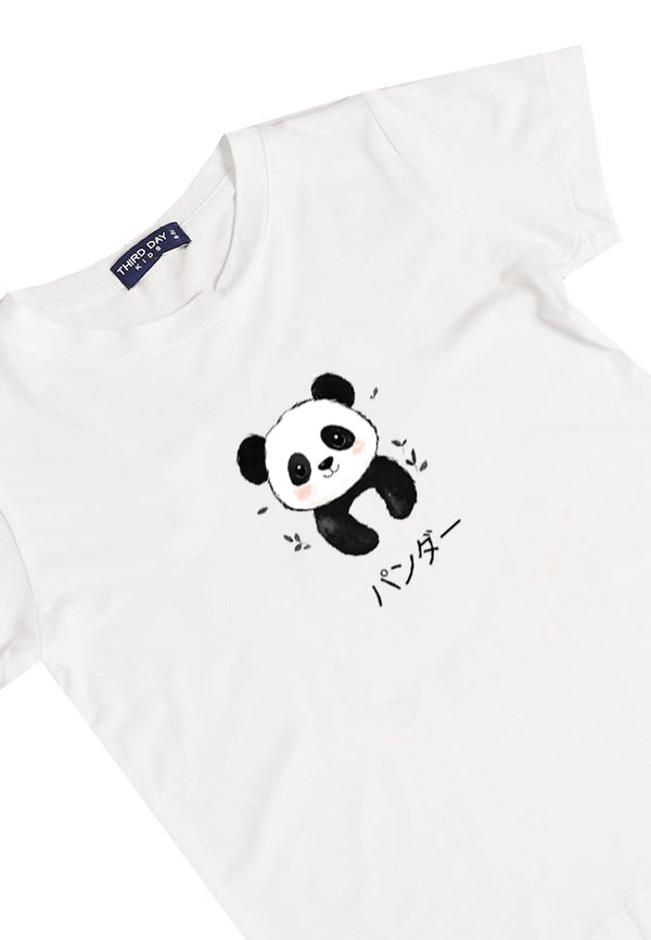 KU046 Kaos Anak Bahan Adem Halus "panda" putih