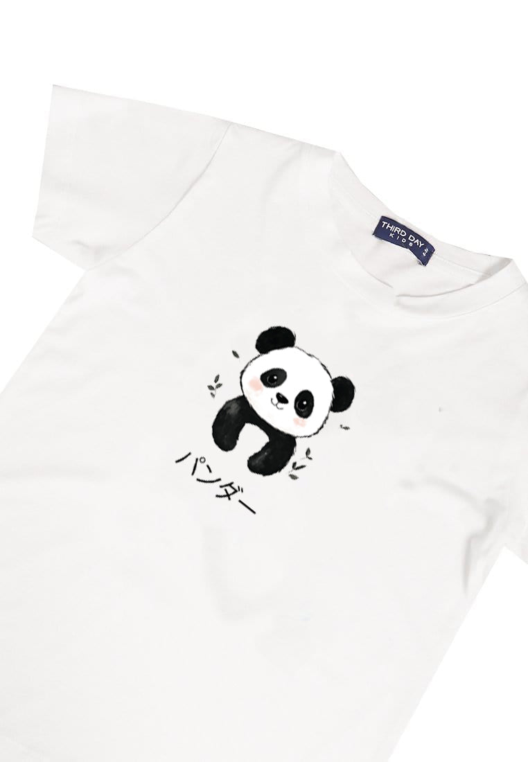 KU046 Kaos Anak Bahan Adem Halus "panda" putih