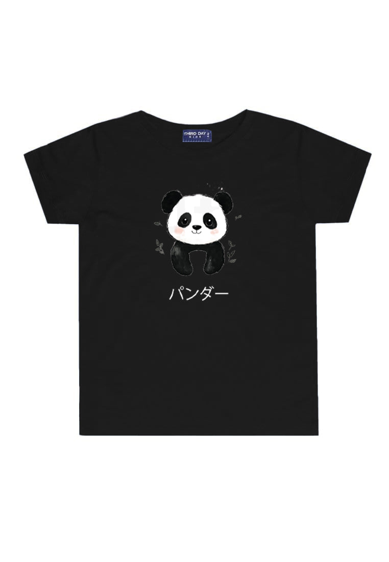 KU047 Kaos Anak Bahan Adem Halus "panda" hitam