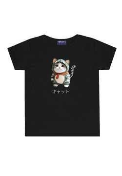 KU048 Kaos Anak Bahan Adem Halus "kucing costume" hitam
