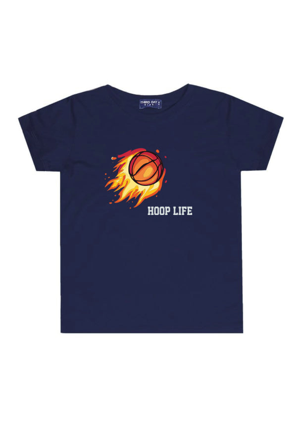 KU051 Kaos Anak Bahan Adem Halus "hoop life" navy
