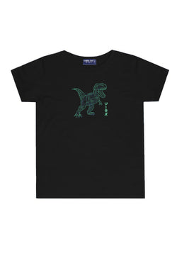 KU052 Kaos Anak Boy Girl neon trex hitam