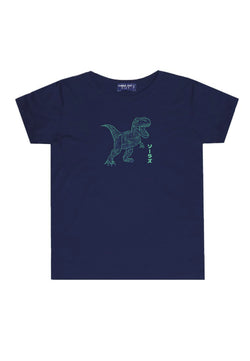KU053 Kaos Anak Boy Girl neon trex navy
