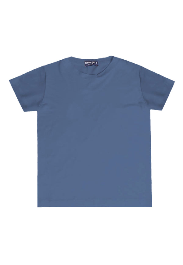 KU089 kaos anak boy girl polos biru denim