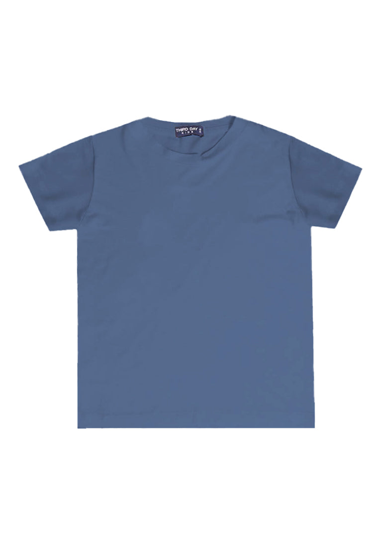 KU089 kaos anak boy girl polos biru denim