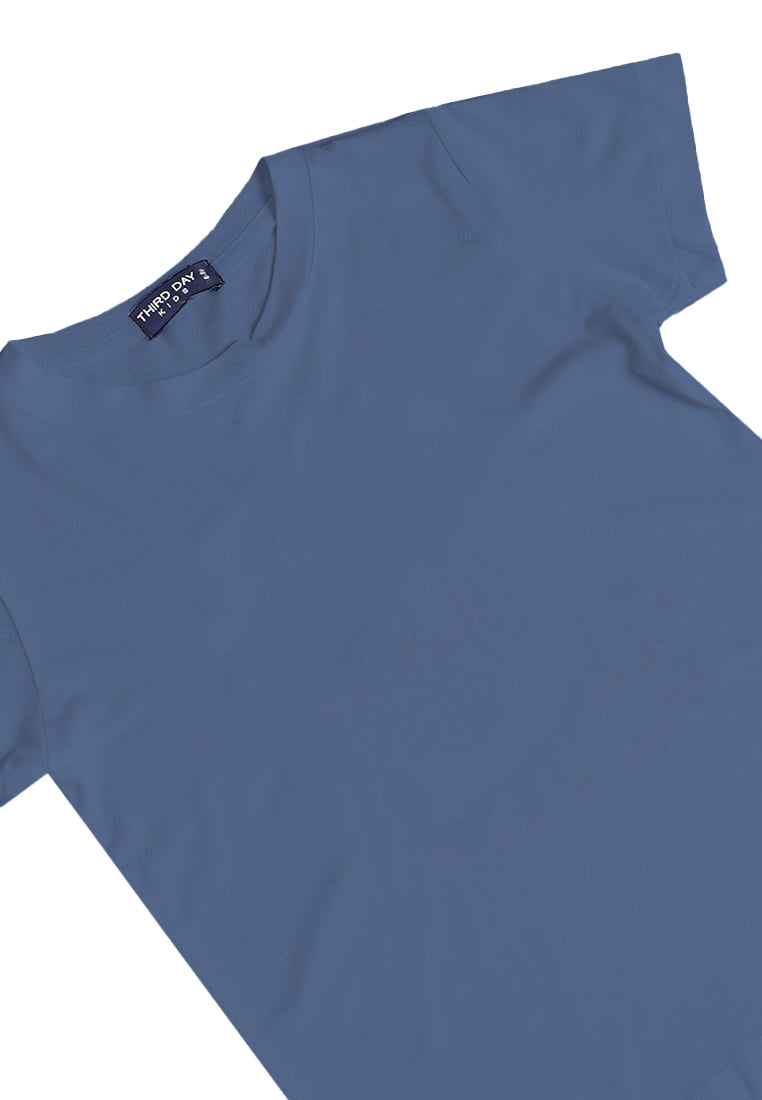 KU089 kaos anak boy girl polos biru denim