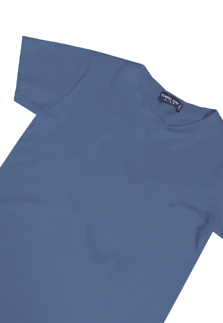 KU089 kaos anak boy girl polos biru denim
