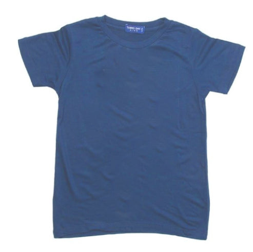 KU089 kaos anak boy girl polos biru denim