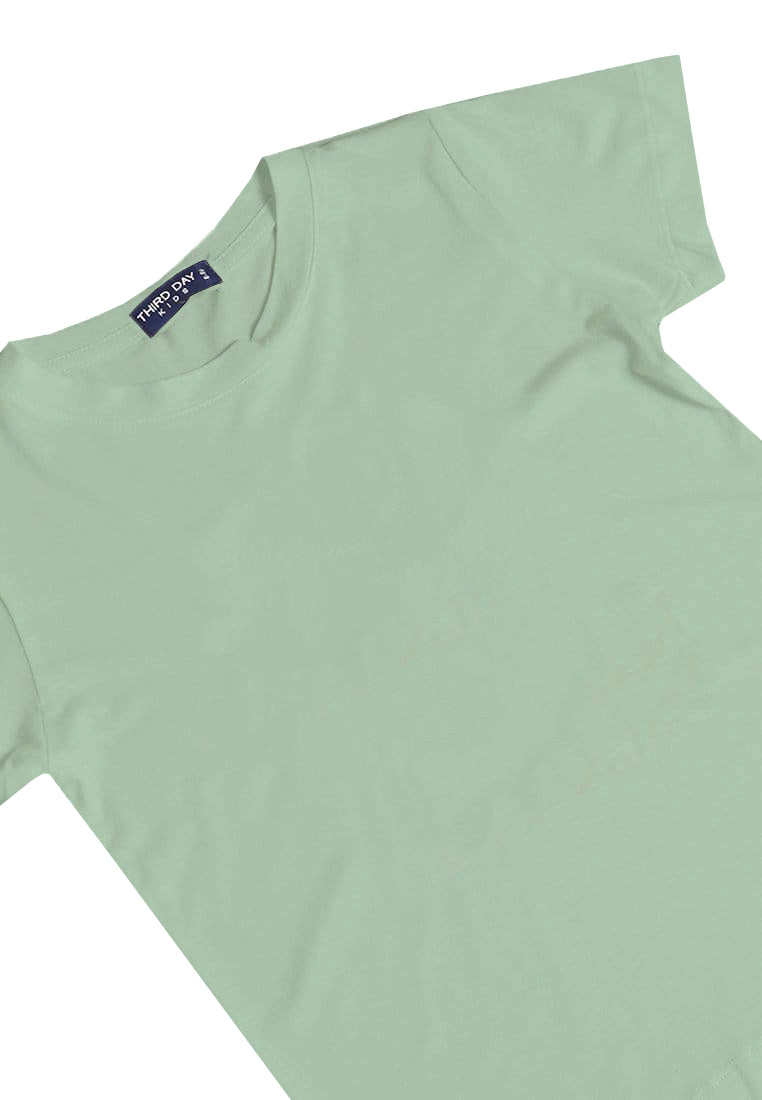KU117 kaos anak boy girl polos hijau sage