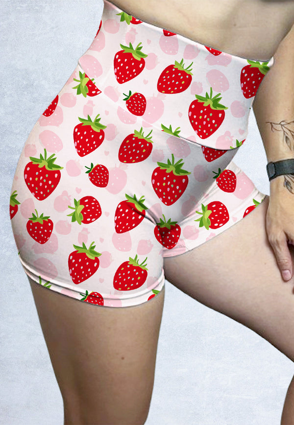 LB100 Booty Legging Gym Bermotif "strawberry" High Waist Wrap