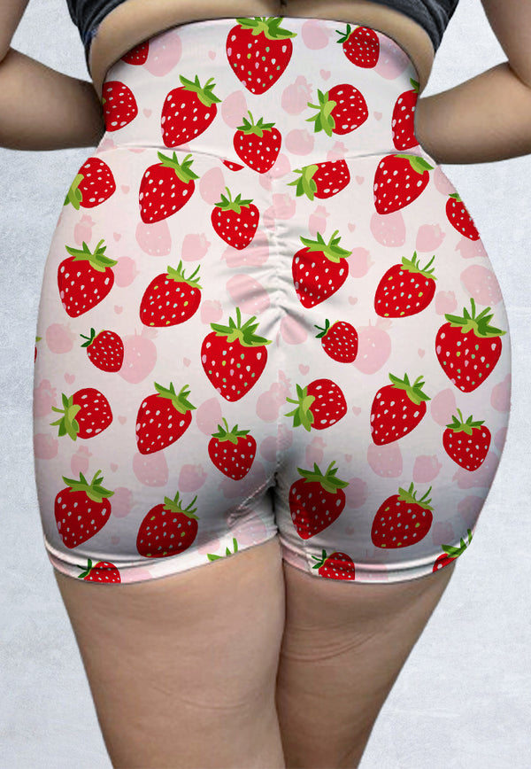 LB100 Booty Legging Gym Bermotif "strawberry" High Waist Wrap