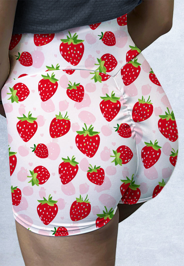 LB100 Booty Legging Gym Bermotif "strawberry" High Waist Wrap
