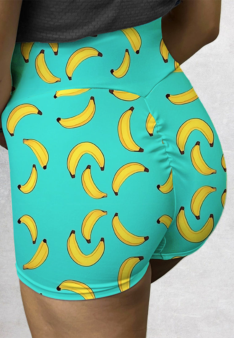LB101 Booty Legging Gym Bermotif "banana" High Waist Wrap
