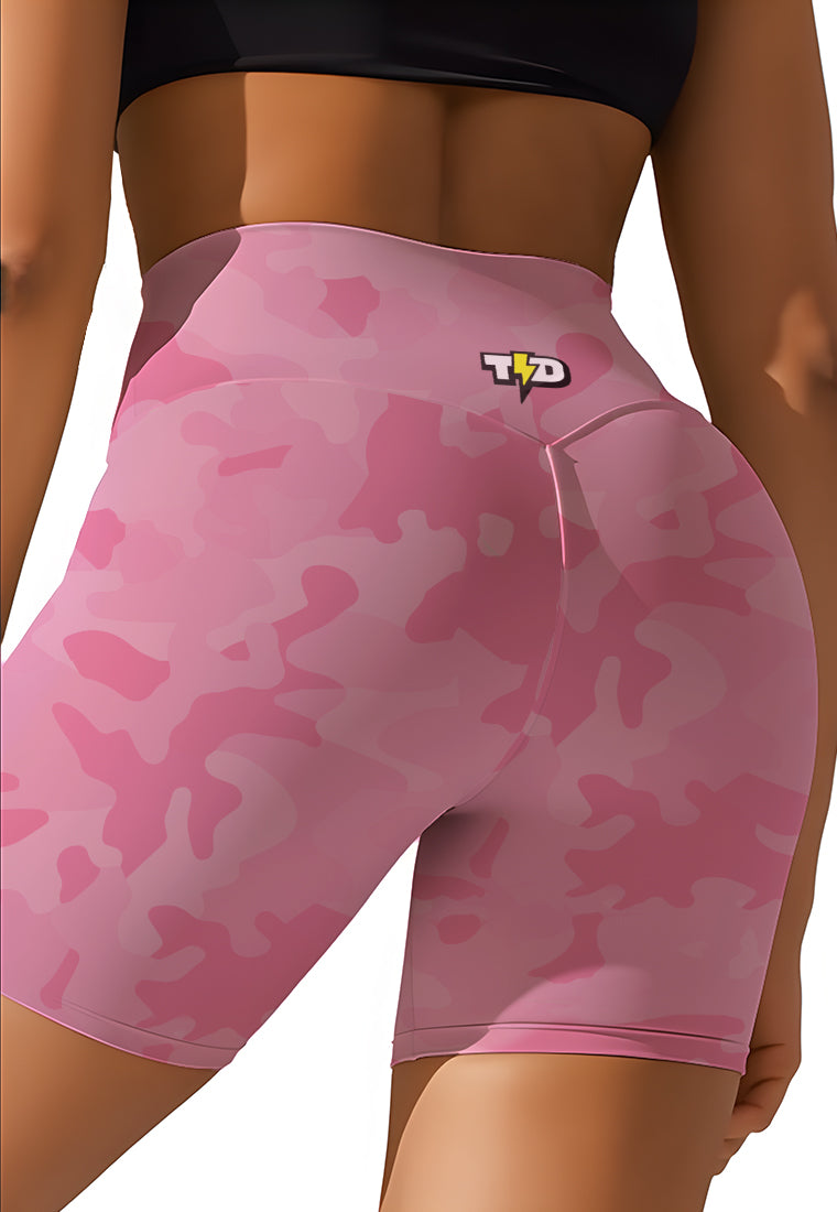 LB110 Celana Legging Td Bolt 5inch Gym Yoga Crossfit Pink Camo