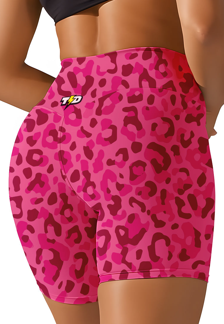 LB112 Celana Legging Td Bolt 5inch Gym Yoga Crossfit pink leopard