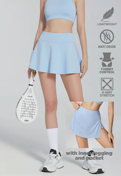 LB124 Rok Padel Tenis Wanita Skort Kantong TdBolt Biru Muda