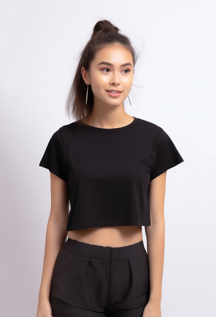 TDLA LC036 RCP crop top polos hitam