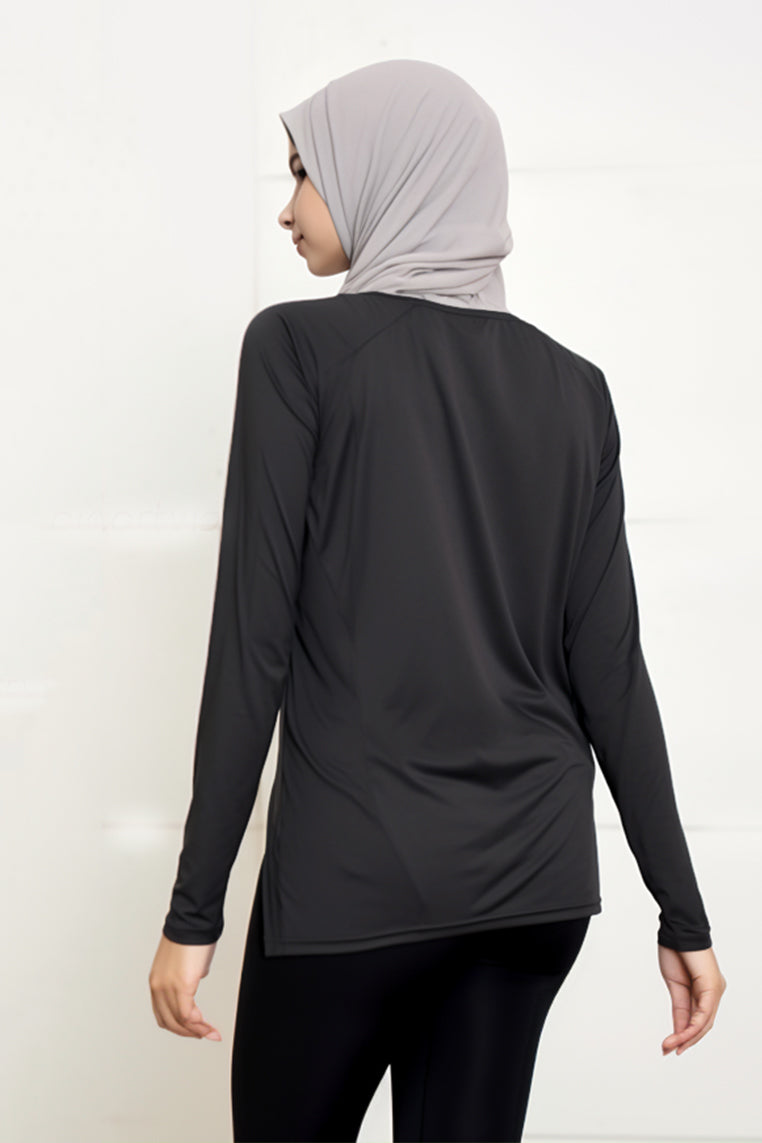 Td Active LS055 Sport ls raglan vert kaos olahraga wanita hitam