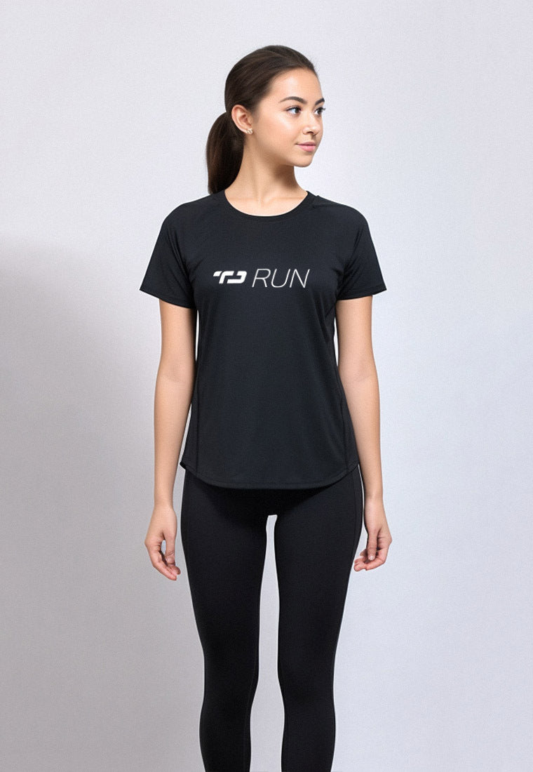 Td Active LSA98 kaos olahraga wanita lari lengan pendek instadry running jogging hitam